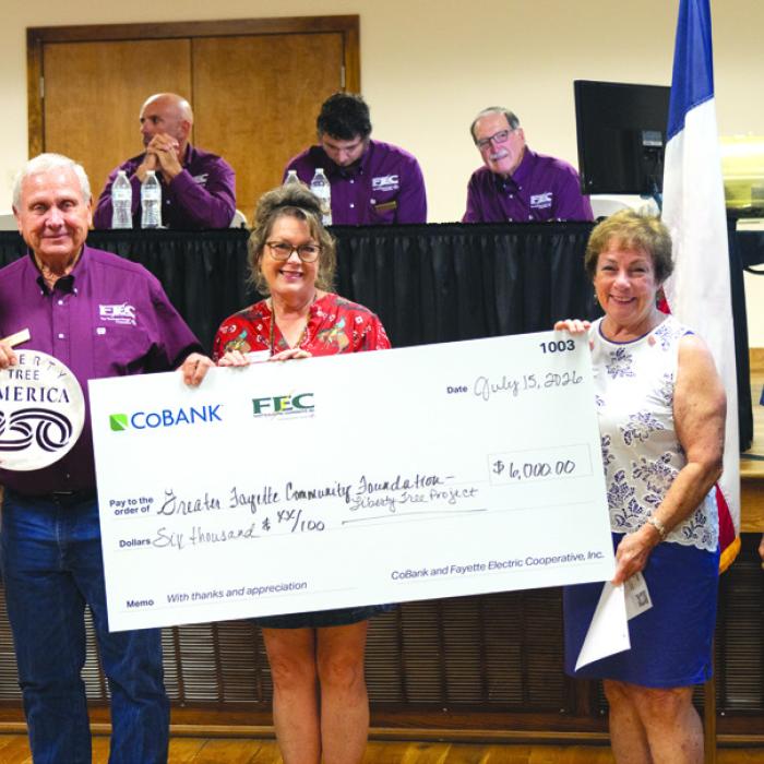 Greater Fayette Community Foundation for the Fayette County Semiquincentennial Commission’s Liberty Tree Project received $6,000 to support countywide tree-planting efforts. Pictured above, left to right, are: Larry Jackson, FEC Board President Joseph Kruppa, Diana Wilson, Karen Mahoney-Woods and Glenn Altwein.