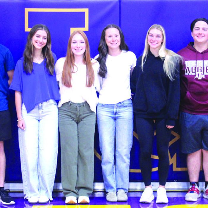 La Grange High School academic honorees, left to right: Luke Anderson, Grayson Owens, Kaedyn Otto, Caleigh Brock, Eleanor Carey, Kylie Trlicek, Kameron Behrens and Caleb Norwood.