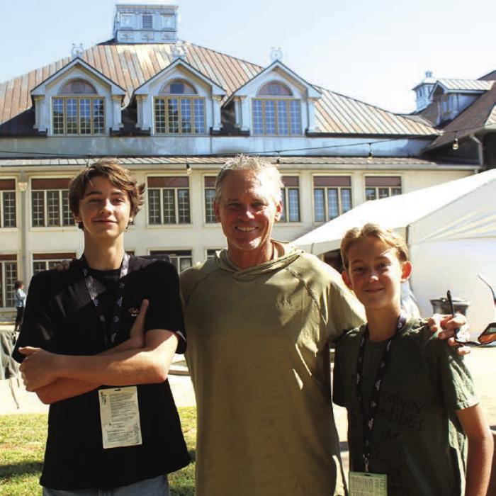 Houston Astros Hall of Famer Craig Biggio was at the film fest Saturday, watching a band his friends were playing in during an intermission between the films. He’s shown here center, hanging out with Deacon Wick, left, and Maddox Wick, right.