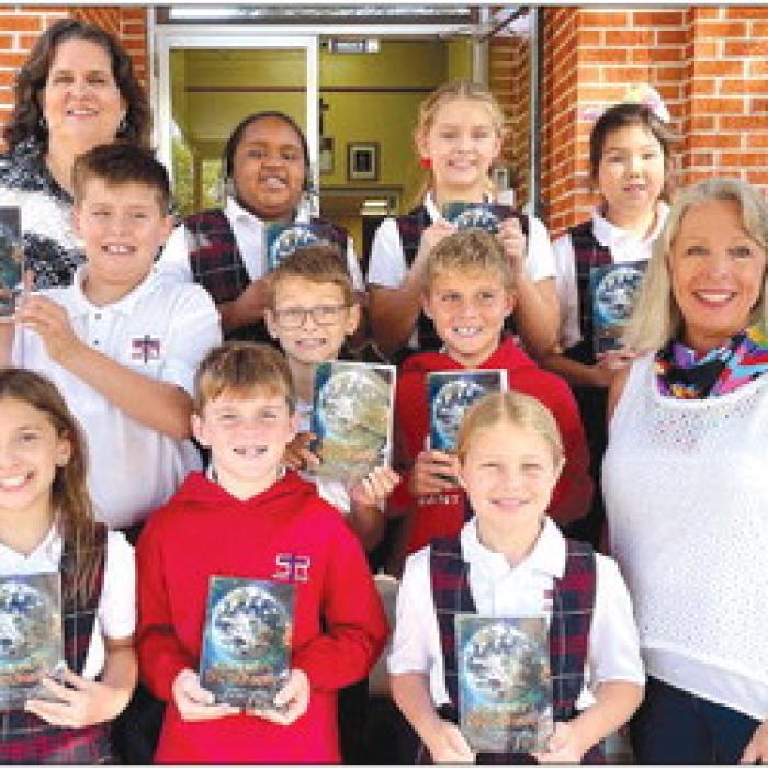The Fayette County Republican Women group recently donated Dictionaries to each Third Grade student at St. Rose of Lima Catholic School in Schulenburg. Pictured is Patsy Parker of FCRW and Mrs. Sheila Klimitchek with her third grade class.