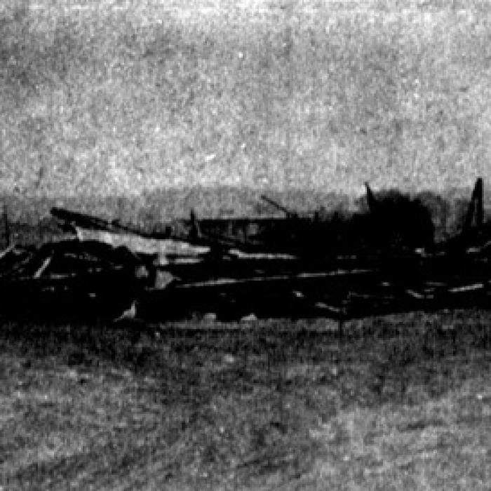 Photo of the remains of the Sky-Hi Theater from the September 14, 1961 issue of The La Grange Journal.