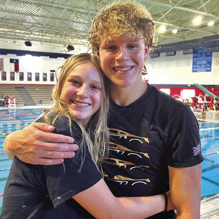 The Swisher siblings, Bailey and Ben, both broke school swim records in Grapevine.