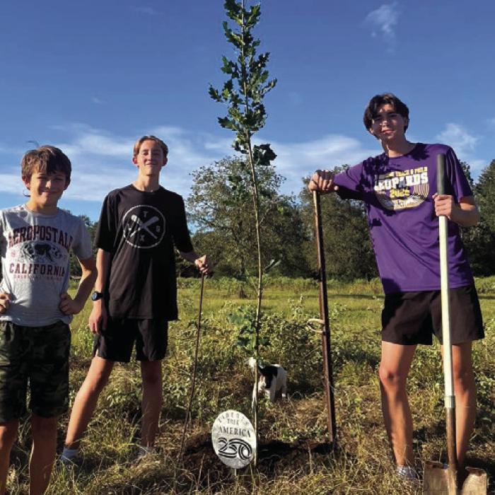 Penn, Maddox and Deacon Wick with their Red Oak in Cozy Corner.