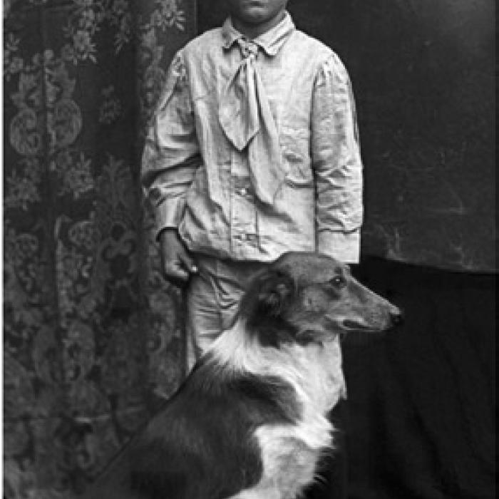 A Faithful Companion by Friederike Recknagel, circa 1890s Round Top, restored by Neale Rabensburg.