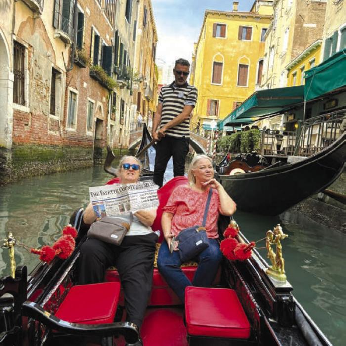 The Fayette County Record was all over Europe- Mons Belgium, Munich Germany, Salzburg and Innsbruck Austria, and in Italy at Venice, Florence and Rome. Pictured is Katy Beauford (left) from La Grange and her sister-n-law, Debbie Beauford (right).