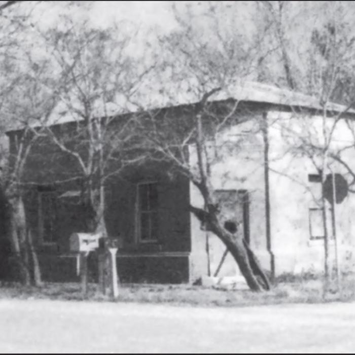 Ellinger State Bank, and later post office and barber shop, from Volume I of Fayette County, Texas Heritage.