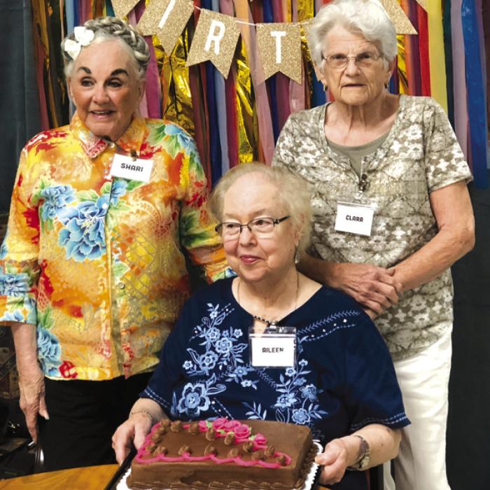 Recent birthday celebrants at Senior Connections: Shari Brady, Aileen Kasper, and Clara Christ.