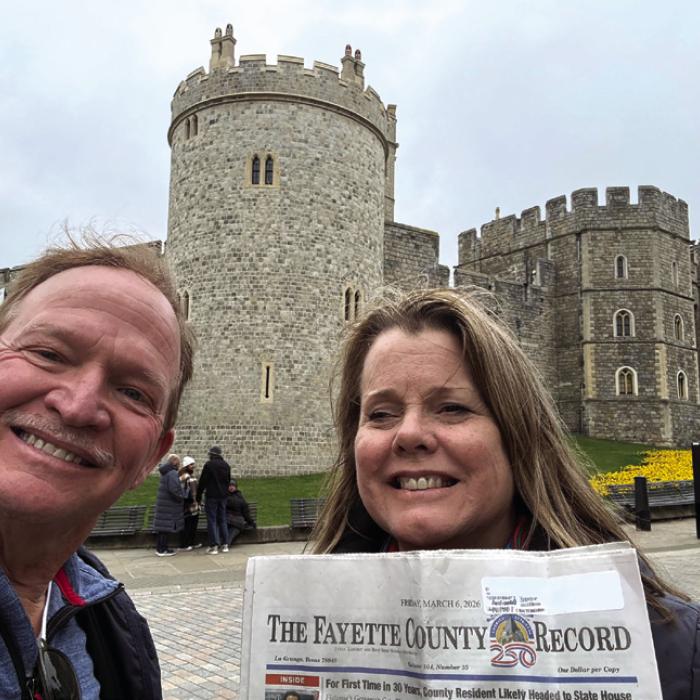 Chuck and Gay Mazac of La Grange took the Record along on their recent visit to the Windsor Castle England.