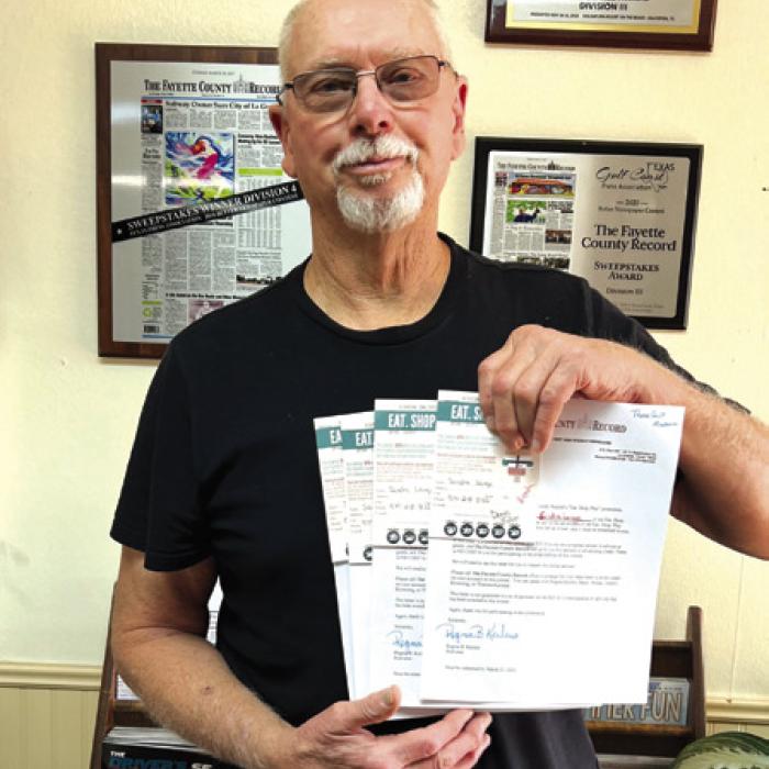 Daniel Fischer for Sandra Lange won a $25 gift certificate to the Texas Quilt Museum, $25 to D&amp;D Ace Hardware, $10 to Texas Quilt Museum, and $10 to Weikel’s Bakery.