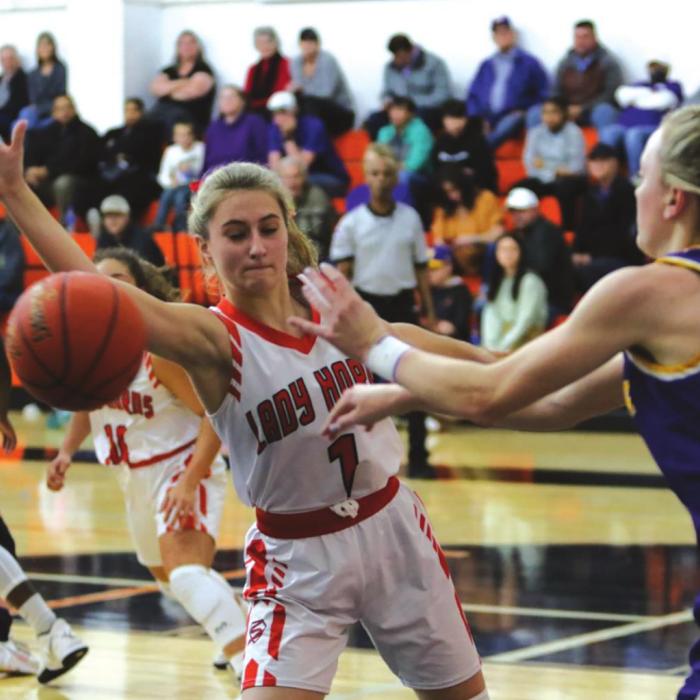 Schulenburg’s Megan Ohnheiser defends this inbound pass Friday.