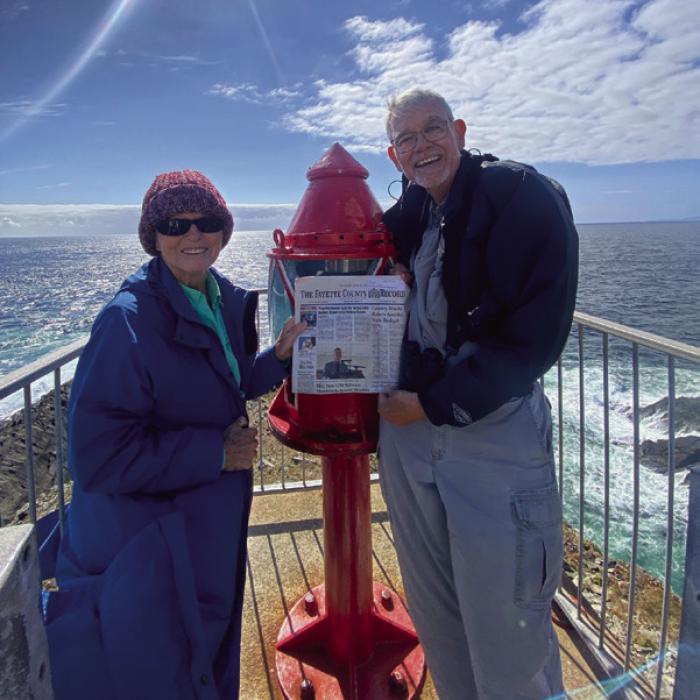Michale and Linda Gatlin took a 12-day trip this summer to Ireland. They covered the entire country with one of their daughters and her family. They are pictured above with the Record at Mizen Head in the extreme southwest corner of Ireland. They are pictured below at the Titanic Exhibit in Belfast in Northern Ireland. “It was a highly memorable and enjoyable trip,” they said.