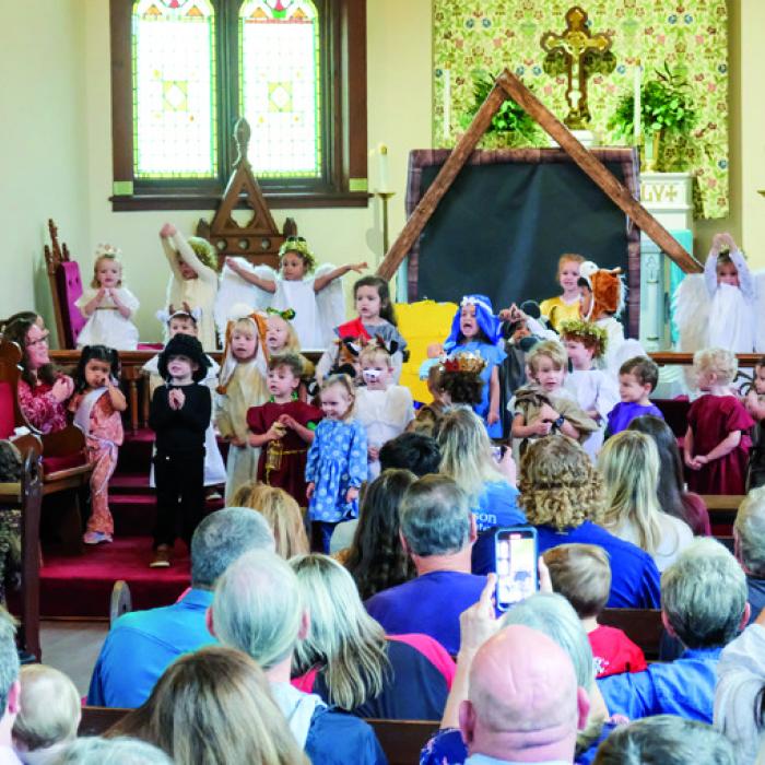 Parents and family members packed the inside of St. James Episcopal Church in La Grange on Tuesday for the St. James Preschool’s Christmas Play. The play told the story of Jesus’ birth through music and singing. Afterwards, preschoolers and their family enjoyed lunch in the parish hall. Staff photo by Andy Behlen