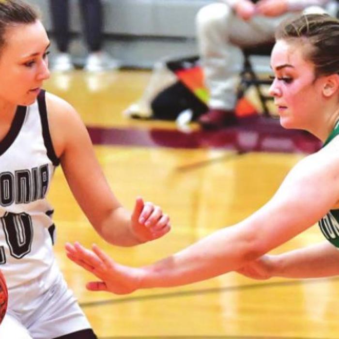 Ali Janecka works around the Bloomington defense to score for the Flatonia Lady Bulldogs in their win Tuesday. Photo by Stephanie Steinhauser