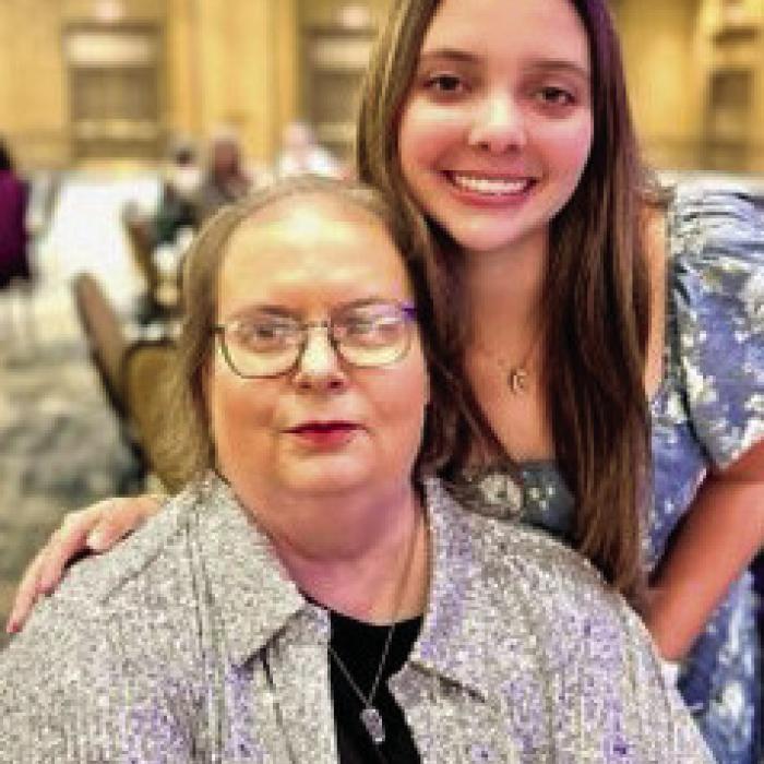 Peggy Supak and Celeine Fabre at the Formal Banquet during the Texas State Convention in Dallas, Catholic Daughters of the Americas.