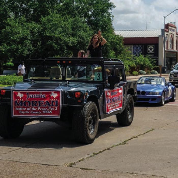 Pct. 2 Justice of the Peace Jamie Moreau and her family rode in a Hummer driven by her husband Craig.