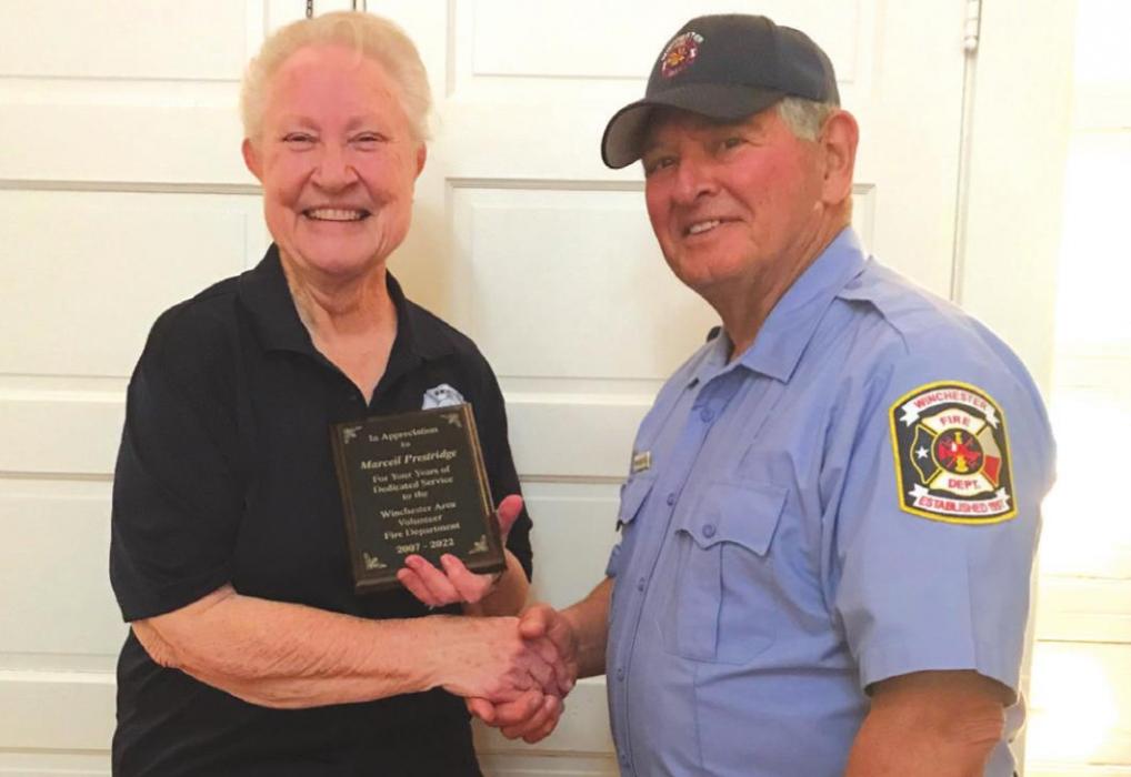 Winchester Volunteer Fire Department Shows Appreciaton to Marceil Prestridge