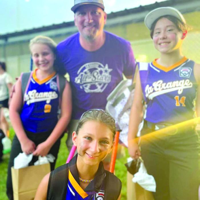 Local Ellinger girls made the 12U international All Star team. The season ended with a tough loss to Rice. Pictured are Makayden Smidovec in the front and Hayleigh Pizzitola, Joey Smidovec and Emma Hall in the back.