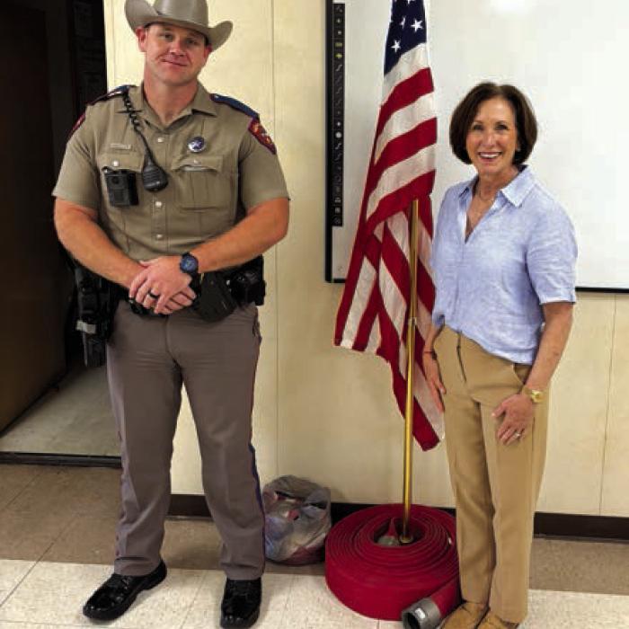 Texas DPS Trooper Louis Gabler with Sen. Lois Kolkhorst.