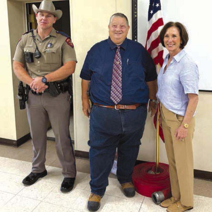 Texas DPS Trooper Louis Gabler, Investigator David Mohr (LGPD) and Sen. Lois Kolkhorst.