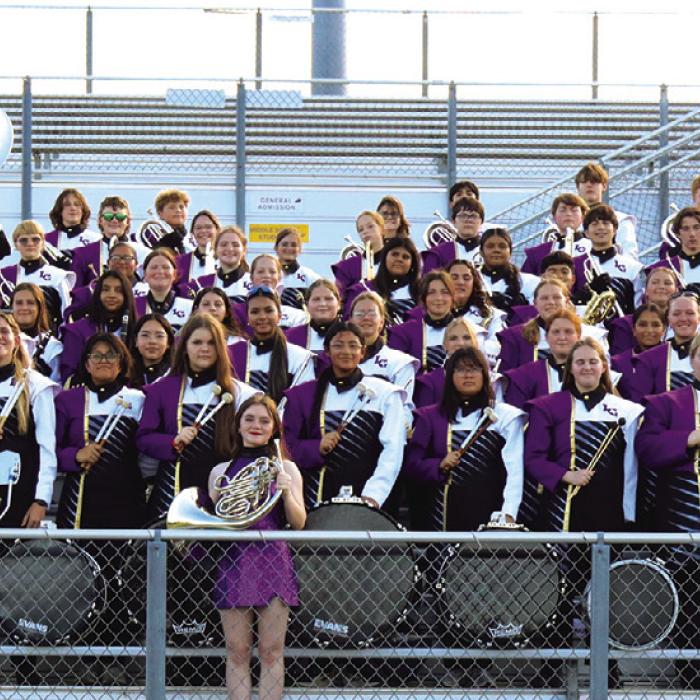 The La Grange High School band has been rehearsing eight hours a week after school to prepare for their show called “Embracing Life.” Photo by Lucy Carr