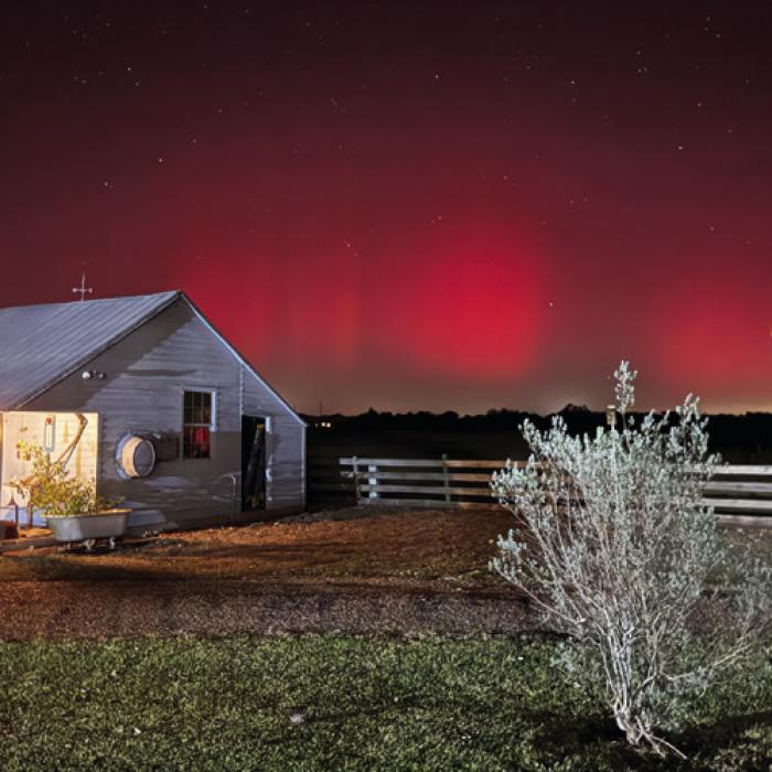 Tuesday night the Northern Lights were visible across much of Texas because of an incredibly strong geomagnetic storm. Former county attorney John Wied shared this photo of the Northern Lights as they looked at his place in Rutersville.