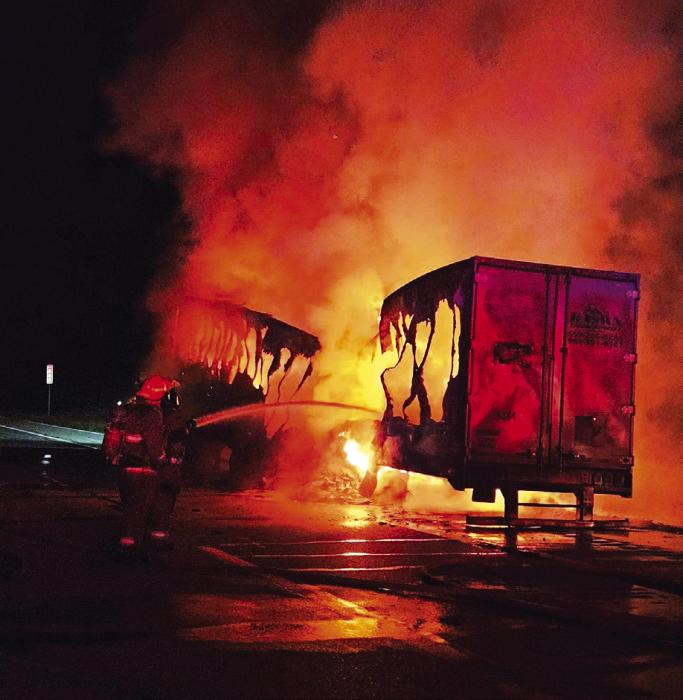 This was the scene Sunday on Interstate-10 as Flatonia firefighters responded to a truck fire.