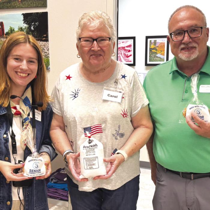 Ashleigh Parks and Ray Langlios with Greater Fayette Community Foundation surveyed our members recently, and then stayed to play bingo. Carol Seigel was the lucky winner of the blackout prize, winning two pounds of ground beef from the Texas Beef Initiative.