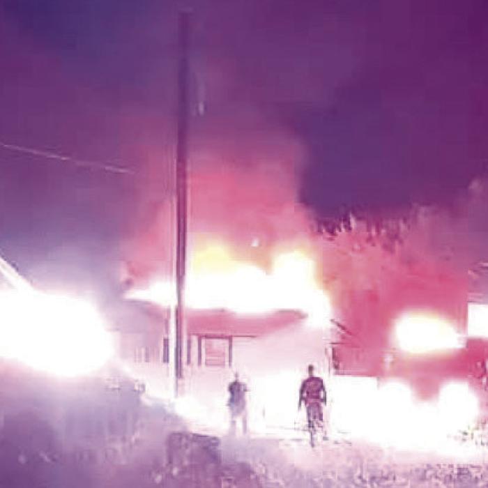 A home belonging to Eva Caine burned on Camp St. in La Grange Sunday night. The family escaped the fire unharmed but the home is believed to be a complete loss.