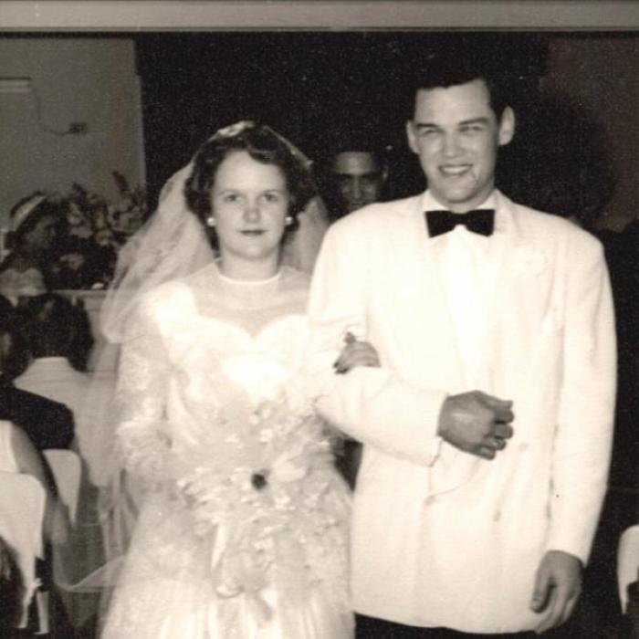Left: Maurene and Homer Lange on their wedding day almost 70 years ago.