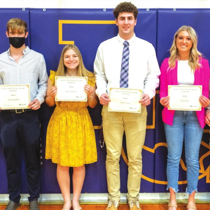 $1.8 Million in Scholarships Given Out to La Grange High School Seniorswent to Trey Cunningham, Brynn Mikulenka, Jayden Pearson and Layne Wied. Presenter was Sondra Cooper.