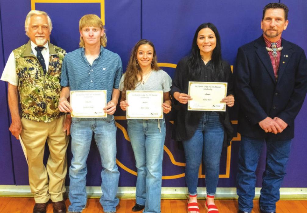 $1.8 Million in Scholarships Given Out to La Grange High School Seniorsn Bage, Bryn Colon and Halie Peter. Presenters were John D. Marburger and James Ferreri.