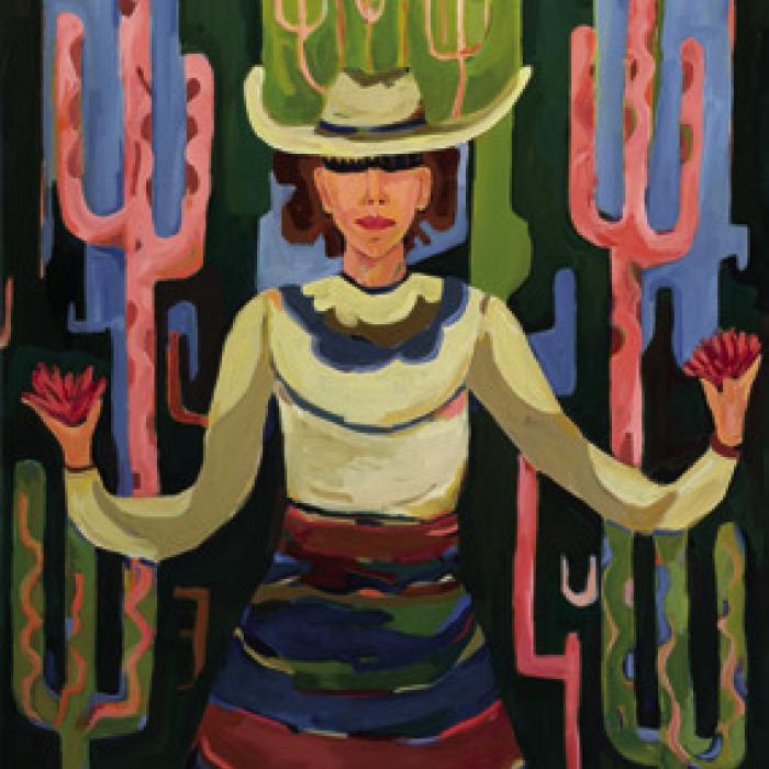 Ana Stapleton’s “Ofrenda del Desierto” acrylic on canvas.