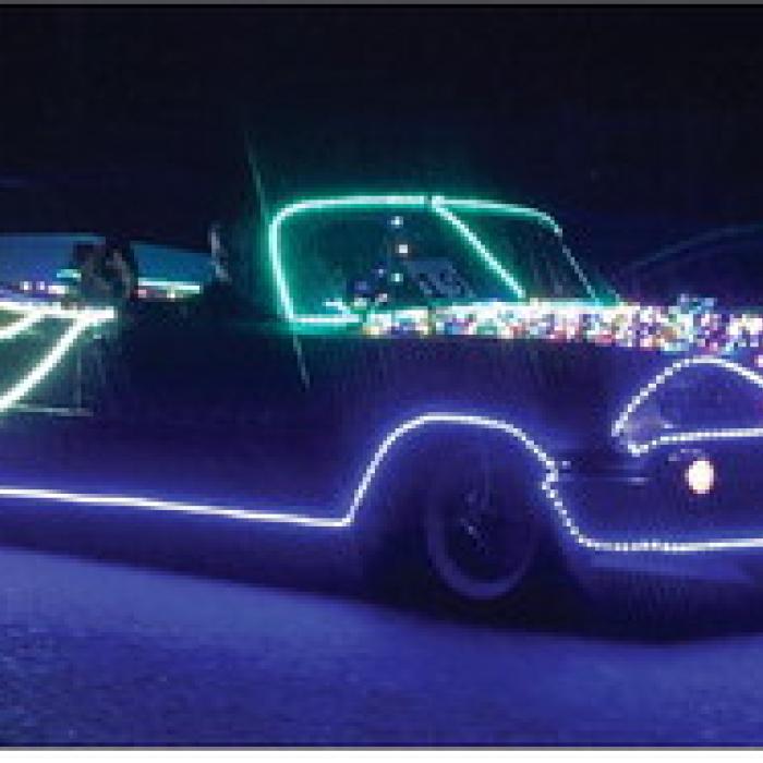 A classic care decked out at a previous Round Top lighted Christmas parade.