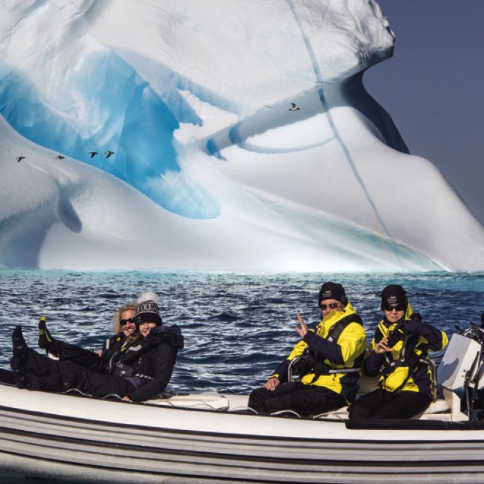 Touring an iceberg in the Northwest Passage along Wallaston Island.