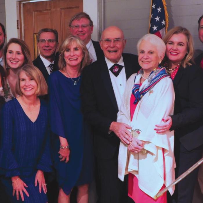 John “Jack” Frithjof Elvig was this year’s honored marine. He is pictured center with his wife and family in attendance.