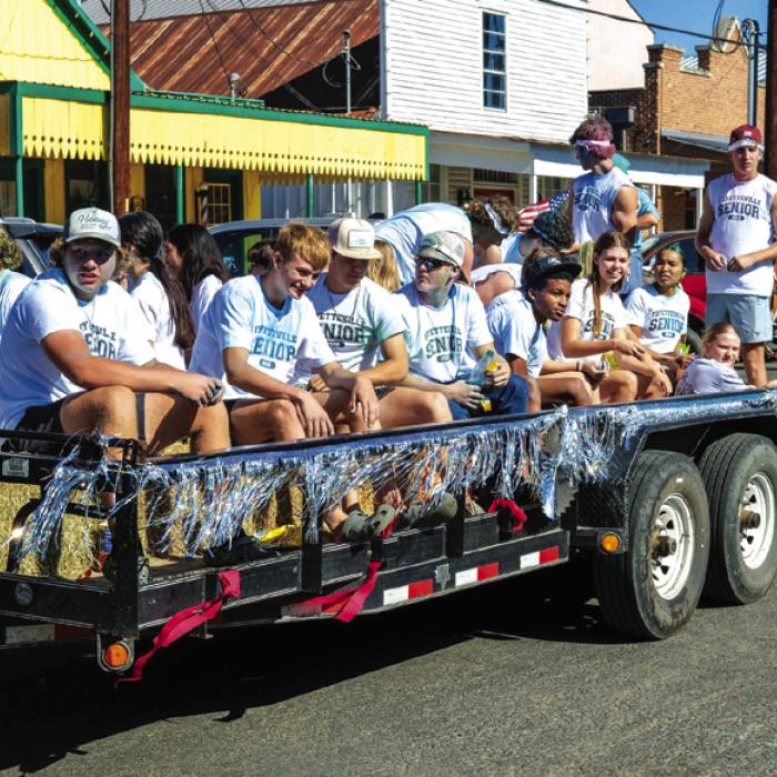 The Fayetteville High School senior class rode on the last float in the Lickskillet Parade Sunday morning in downtown Fayetteville. We’ll have more photos from Lickskillet in an upcoming edition of The Record. Photo by Andy Behlen