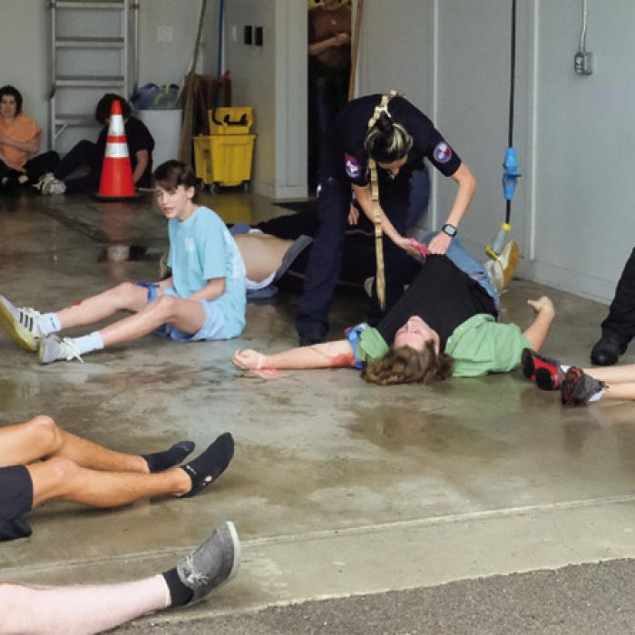 LHS Drama Students Help the EMS Practice an Active Shooter Simulation