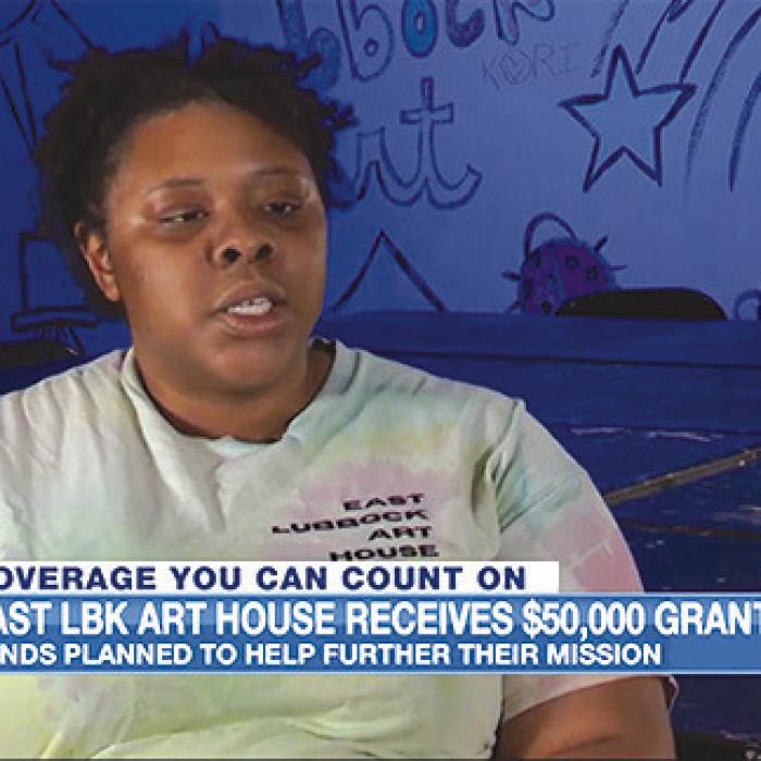 La Grange-native Danielle Demetria East recently appeared on KCBD Channel 11 News in Lubbock to speak about her nonprofi t, East Lubbock Art House, and the grant it received from Texas Women for the Arts.