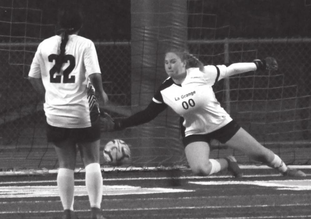 Harper Westall would make a diving save on this penalty kick.
