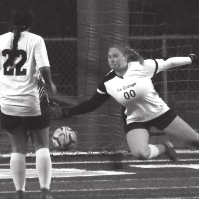 Harper Westall would make a diving save on this penalty kick.