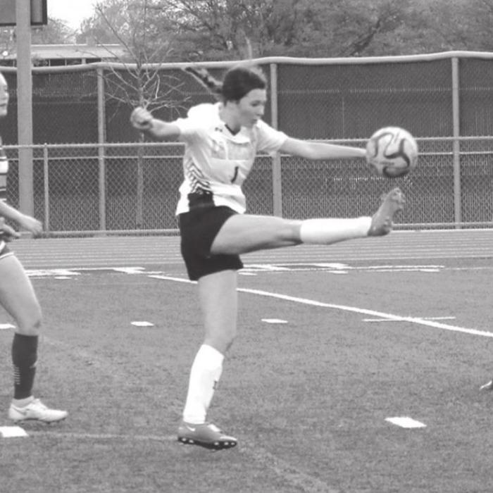 Megan Davis gets acrobatic on this kick.