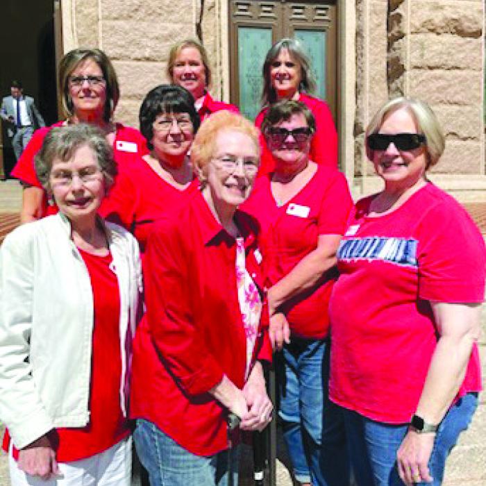 Fayette County Retired Teachers attended “A Day at The Capitol” on April 12. Pictured are Sandra Aschenbeck, Karen Fitch, Chris Morrison, Kathy Migl, Jeanne Wetjen, Debbie Morrill, Lisa Slinkard, and Melanie Mica.