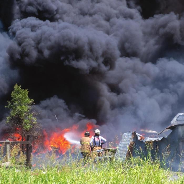 Massive Fire Burns Auto Salvage Yard