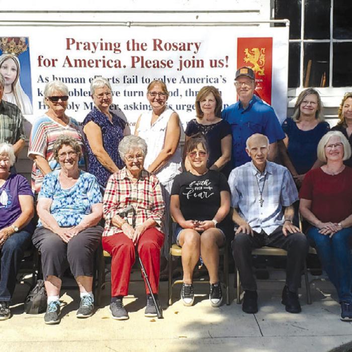 St. John Catholic Church, Fayetteville and St. Mary’s Catholic Church, Ellinger held a Public Square Rosary Rally in Fayetteville sponsored by America Needs Fatima. This was one of over 22,500 rallies that took place all across the United States.