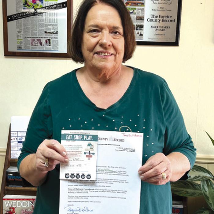 Wilma Williams won a $15 gift certificate to the Texas Quilt Museum.