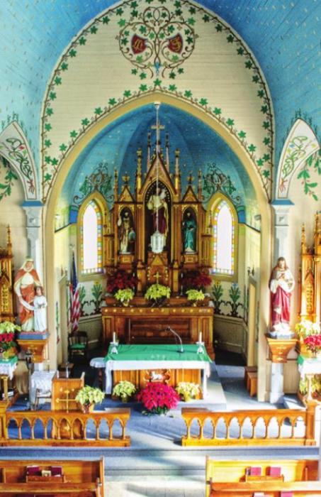 Inside St. Cyril and Methodius Catholic Church in Dubina which was retored by parishioners.