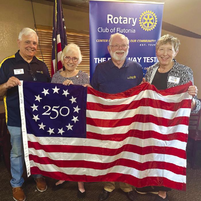 Pictured from left: Pat Nickerson, Rotary Club of Flatonia President, Carolyn Caflisch, Larry Jackson, and Judy Pate.