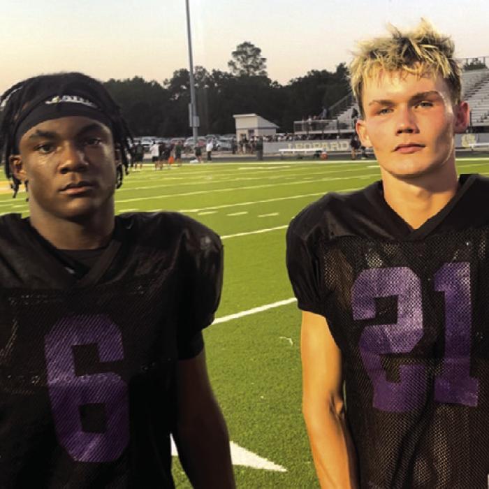 La Grange High School senior weapons Dillan Johnson and Klayton Michalka after last Thursday’s scrimmage. Photo by Jeff Wick
