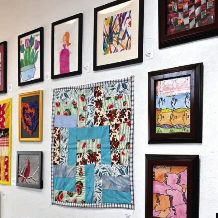 Artwork made in the Art After School program on display at the ARTS Ross Gallery.
