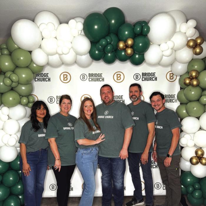Bridge Church Staff (from left): Christine Hill, Julie Hill, Rachel Hill, Kolbe Hill, Chad Hammons, Chance Tyler.